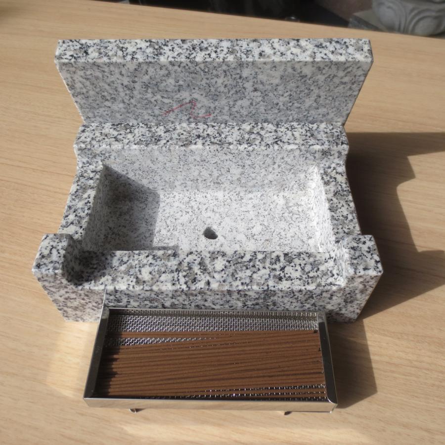 小さい 軽い 香炉 横型 横置き 寝かせる 線香立て 白みかげ石 線香皿