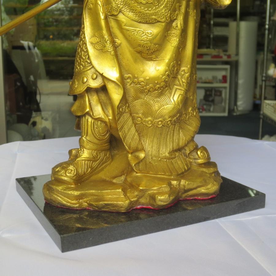 関羽 雲長 銅製 置物 高さ35cm 黒台付き 開運 風水 インテリア 財運