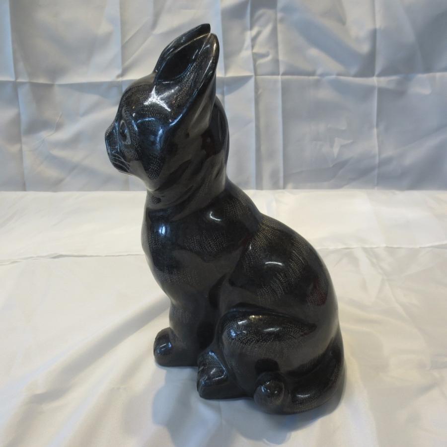 ねこ 猫 置物 オブジェ 雑貨 Cat おしゃれ 黒みかげ石 : 石材店