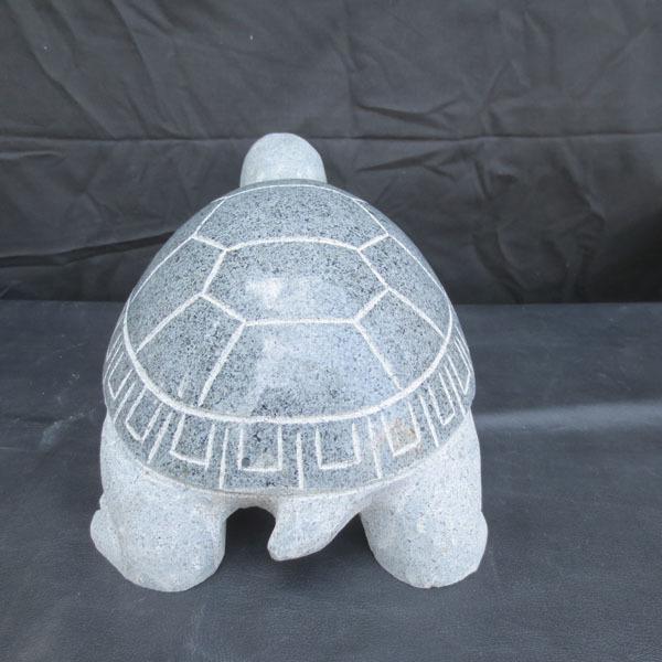 亀 カメ 全長30cm かめ 置物 彫刻品 長寿 祝い 手作り 青御影石