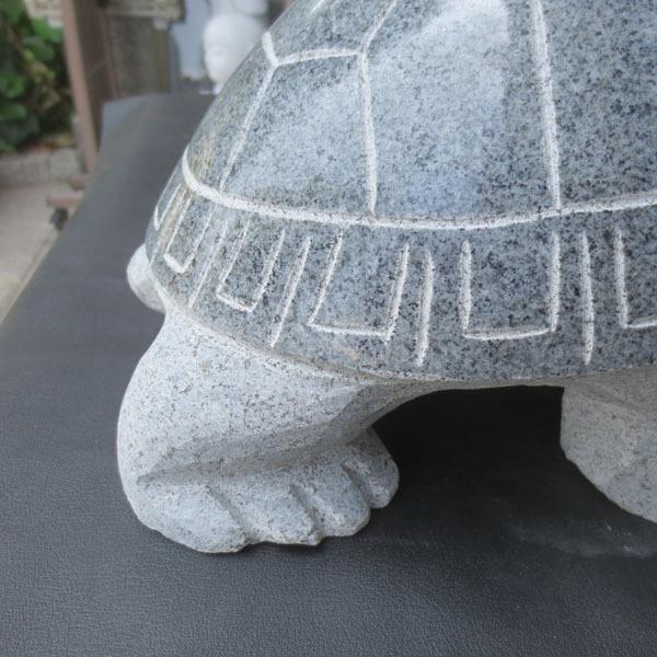 亀 カメ 全長30cm かめ 置物 彫刻品 長寿 祝い 手作り 青御影石 手作り