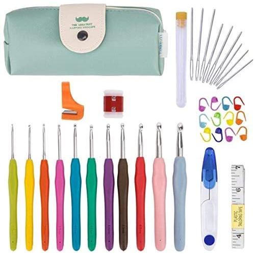 でおすすめアイテム 編み物道具 毛糸 かぎ針 11本編み針 レース針 37点セット かわいい色 手芸 編み物 毛糸 Diy 工具 ケース付き 小物付き セーター 帽子 37点セット
