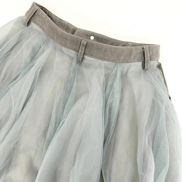 ベル ヴィンテージ デニムドッキングボリュームチュール×オーガンジースカート S ベルヴィンテージ デニムドッキング ボリュームチュール