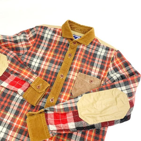 JUNYA WATANABE MAN エルボーパッチ 切り替えチェックシャツ