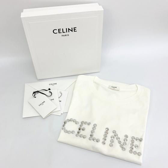 CELINE セリーヌ スタッズ ロゴ Tシャツ カットソー 2X50C671Q 未使用 
