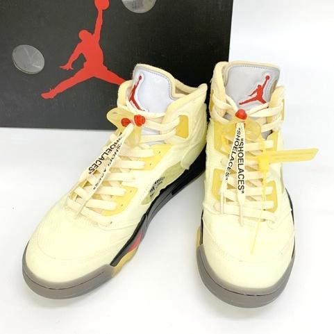 NIKE OFF-WHITE AIR JORDAN 5 RETRO SP SAIL DH8565-100 美品 エア 