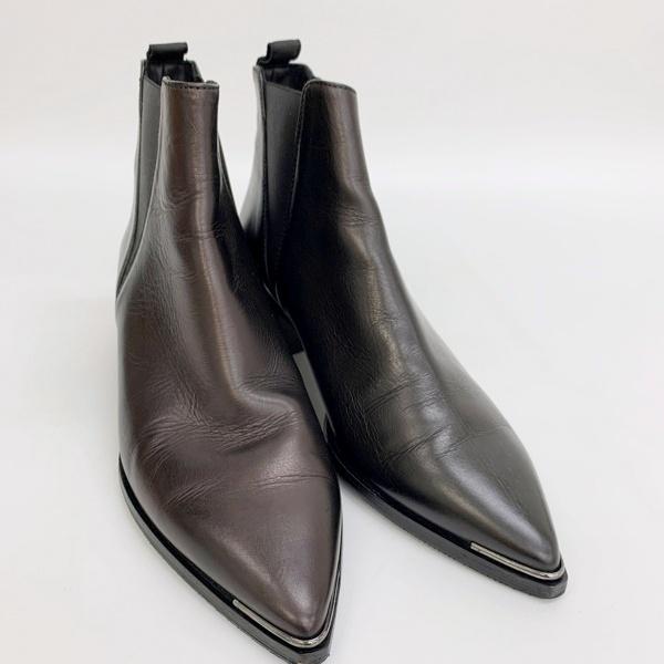 アクネ Acne ショートブーツ ヒール サイドゴア 黒 ブラック レザー アクネ Acne ショートブーツ ヒール サイドゴア 黒 ブラック レザー