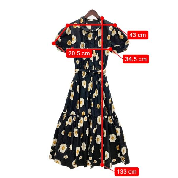 【美品】ピンクハウス ロングシャツワンピース 花柄 フラワー 半袖 ベルト付き PINK HOUSE ピンクハウス シャツワンピース 半袖 フラワー 花柄