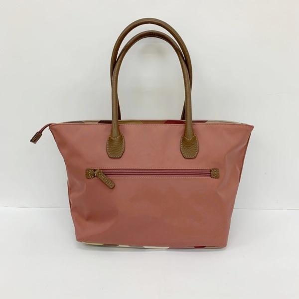 極美品✨ブルーレーベルクレストブリッジ ナイロントート ピンク×茶レザー BLUE LABEL CRESTBRIDGE（ブルーレーベルクレストブリッジ