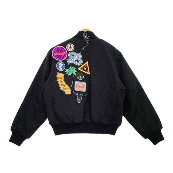 stussy 22SS Souvenir Stadium Bomber ボンバーボマーワッペンスタジャン ブルゾン ジャケット メンズ Sサイズ ブラック ステューシー アウター DM10103■｜sunstep｜02