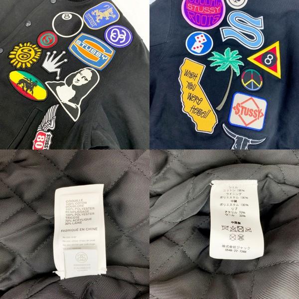 stussy 22SS Souvenir Stadium Bomber ボンバーボマーワッペンスタジャン ブルゾン ジャケット メンズ Sサイズ ブラック ステューシー アウター DM10103■｜sunstep｜08