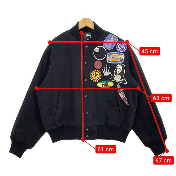 stussy 22SS Souvenir Stadium Bomber ボンバーボマーワッペンスタジャン ブルゾン ジャケット メンズ Sサイズ ブラック ステューシー アウター DM10103■｜sunstep｜09