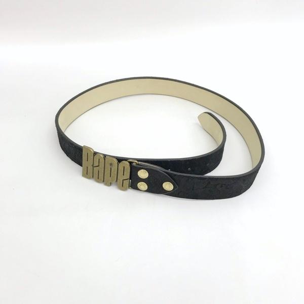 A BATHING APE BAPE ロゴ 型押し レザーベルト Lサイズ