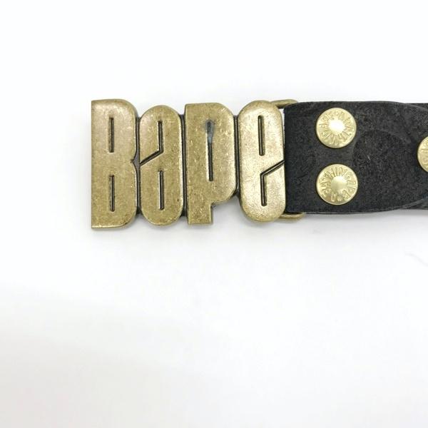 A BATHING APE BAPE ロゴ 型押し レザーベルト Lサイズ
