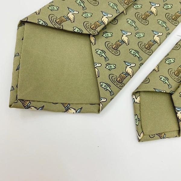 HERMES（エルメス） ネクタイ シルク 7533 ペリカン 魚 スーツ用小物