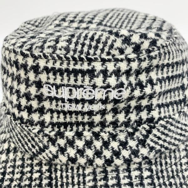 Supreme Harris Tweed 21AW Classic Logo Crusher 千鳥格子 バケットハット ロゴ刺繍 メンズ M/L ブラック系 シュプリーム ハリスツイード 帽子 DF11131■｜sunstep｜07