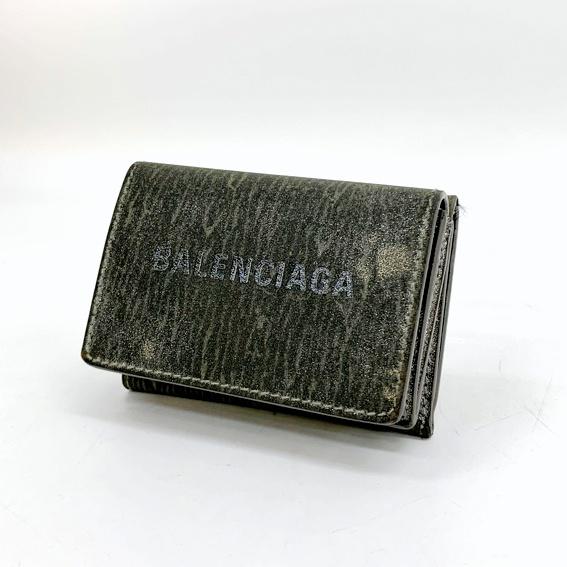 BALENCIAGA バレンシアガ 551921 ロゴ 三つ折り財布 コンパクト 