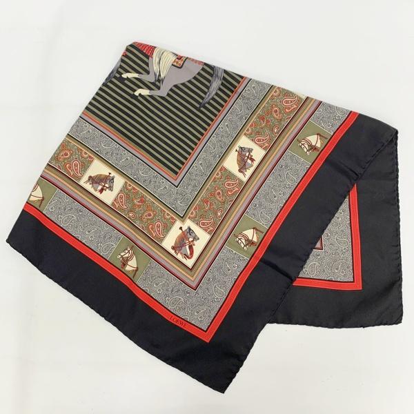 【美品】LOEWE/815 ロエベ/ペイズリー柄/スカーフ/花柄/ストール 刺繍 LOEWE（ロエベ） スカーフ ストール 騎士 馬 総柄 ペイズリー 美品