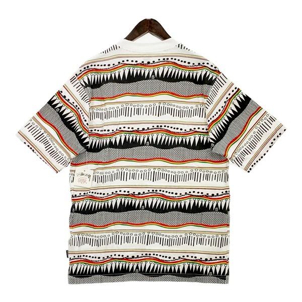 STUSSY pop tom crew Tシャツ 半袖 カットソー 90s タムタム 総柄 古着 