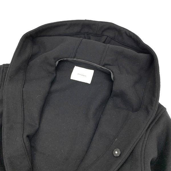 FASHIRU ウール ロングコート 美品 0816005-BK フード付き FASHIRU ウール ロングコート 美品 0816005-BK フード付き