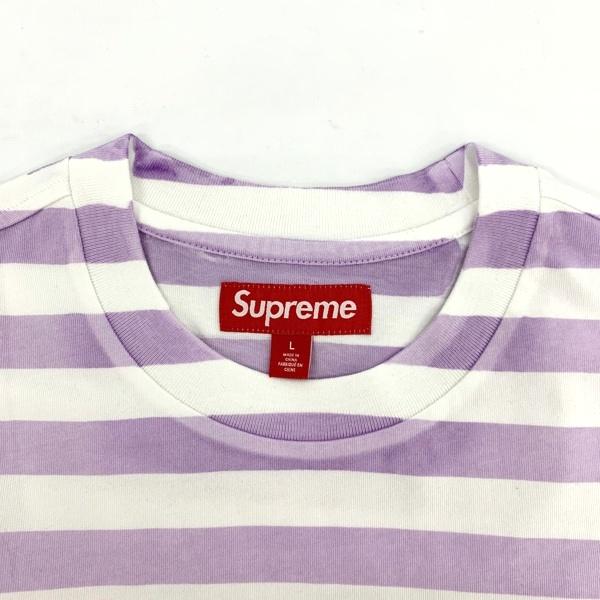 サマーセール！SUPREME クルーネック シュプリーム ボーダー 薄手 Supreme（シュプリーム） ボーダー ロゴ Tシャツ 美品 半袖 カットソー
