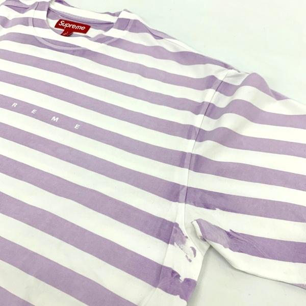 Supreme（シュプリーム） ボーダー ロゴ Tシャツ 美品 半袖 カットソー