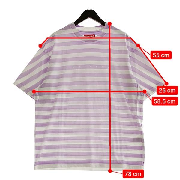 サマーセール！SUPREME クルーネック シュプリーム ボーダー 薄手 Supreme（シュプリーム） ボーダー ロゴ Tシャツ 美品 半袖 カットソー