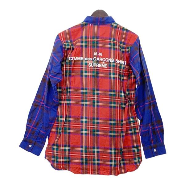 Supreme Supreme×COMME des GARCONS 15AW ロゴ チェック柄 切替 シャツ 