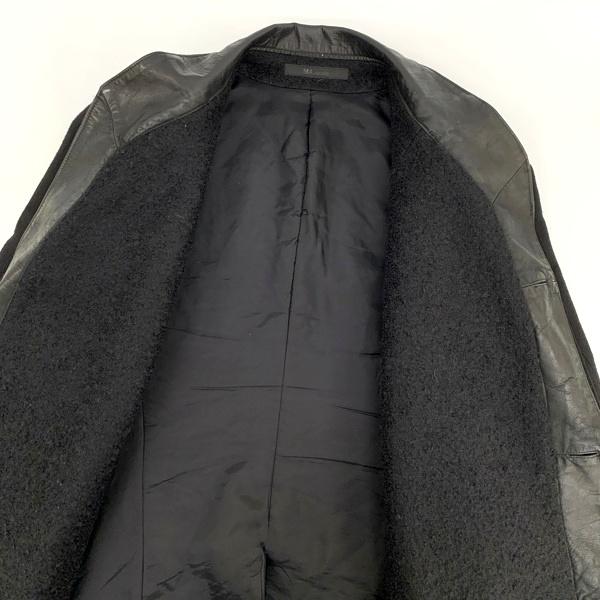 MA JULIUS 14AW ウール レザー 切替 ロングコート 480COM3