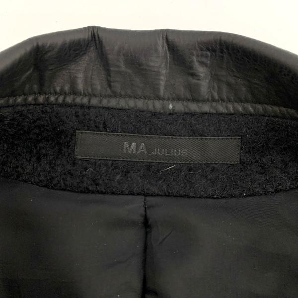 MA_JULIUS MA JULIUS 14AW ウール レザー 切替 ロングコート 480COM3