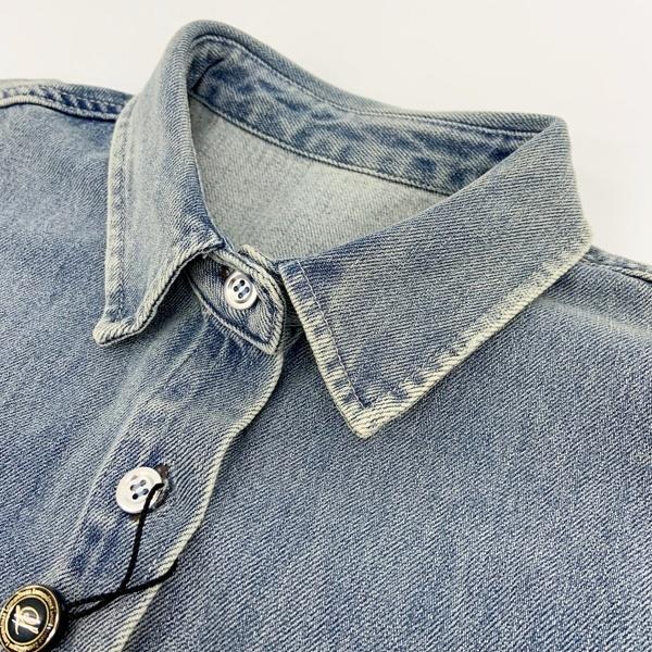 Loungedress ラウンジドレス ダメージデニムシャツ LDZ1032204A0001 長袖 レディース フリーサイズ ブルー インディゴ トップス DL18053■の画像
