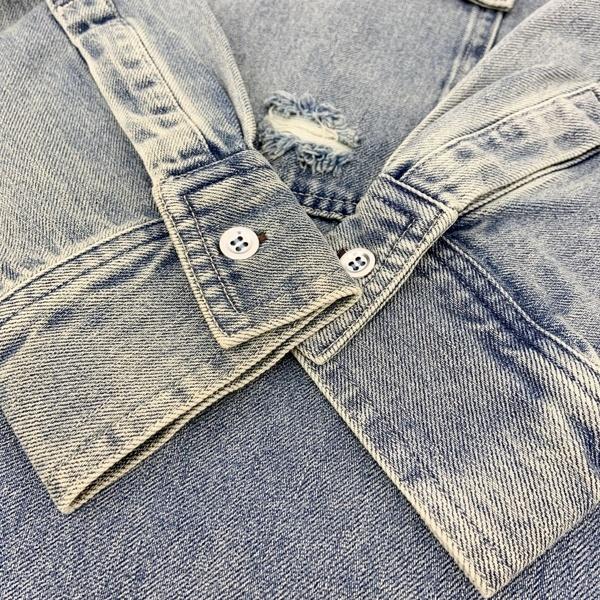 Loungedress ラウンジドレス ダメージデニムシャツ LDZ1032204A0001 長袖 レディース フリーサイズ ブルー インディゴ トップス DL18053■の画像