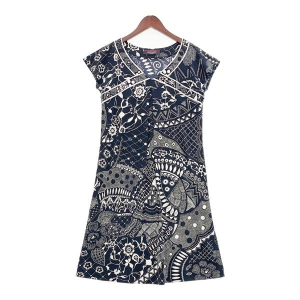 ぺぺ✶LEONARD 半袖ワンピース 40サイズ LEONARD レオナール ワンピース 半袖 花柄 レディース サイズ40 L相当