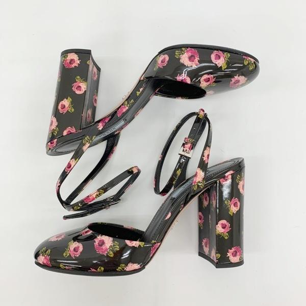 PRADA プラダ　フラワーサンダル　花柄　37 PRADA（プラダ） 花柄 パンプス サンダル シューズ パテント