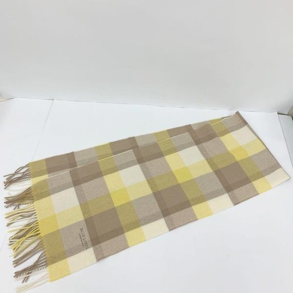 新品 ベージュ チェック柄 ブルーレーベル　クレストブリッジ クレストブリッジチェックウォッシャブルカシミヤマフラー（マフラー