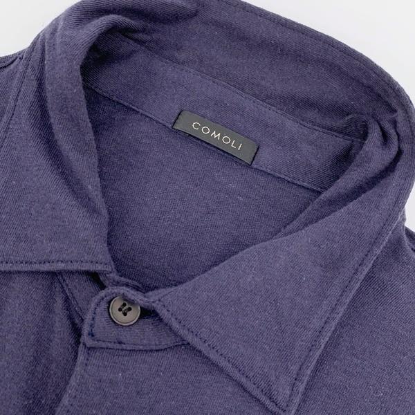 シャツ COMOLI コットンジャージ コモリシャツ ネイビーsize2