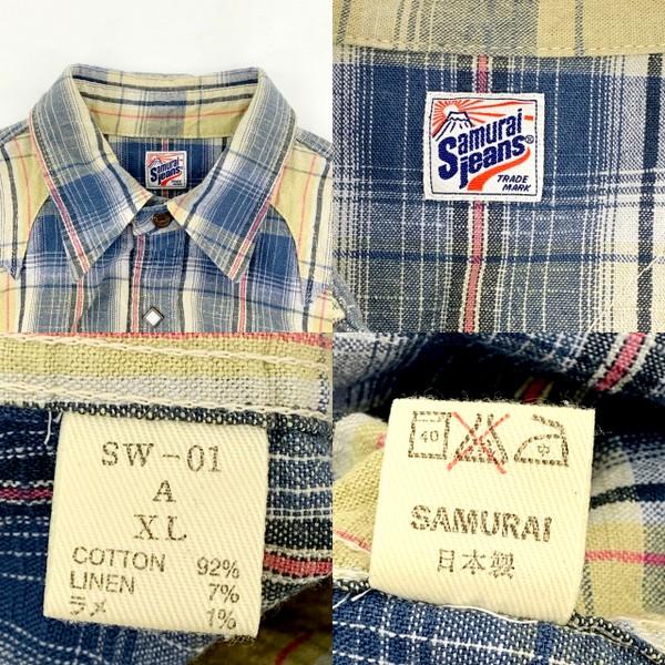 サムライジーンズ SAMURAI JEANS ウェスタンシャツ チェックシャツ