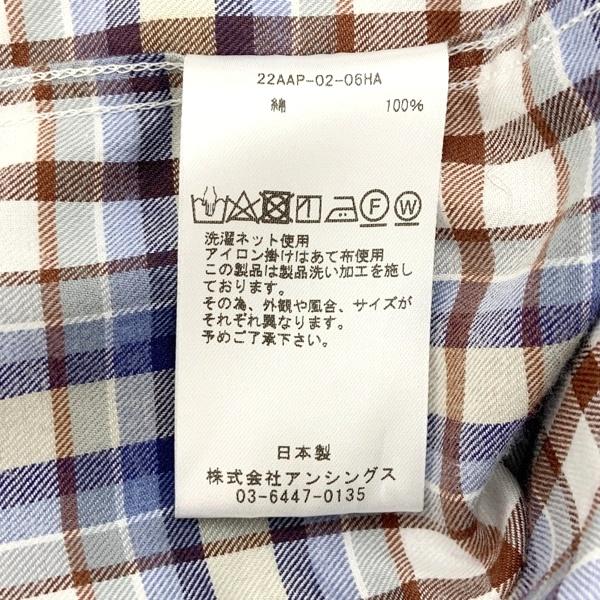 A.PRESSE アプレッセ フレンネルシャツ チェックシャツ 22AW 美品 22AAP-02-06HA 羽織り メンズ サイズ1 ブルー系 トップス DM19120■の画像