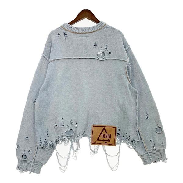 doublet ダメージ加工 グレー ニットセーター doublet（ダブレット） ダメージ ニット セーター RECYCLE DENIM YARN