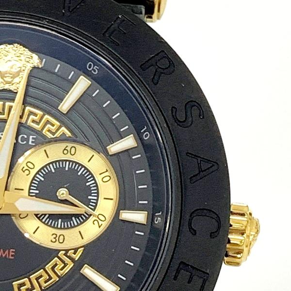 VERSACE アナログ腕時計 ゴールド/ブラック VERSACE ヴェルサーチェ V-レースデュアルタイム 腕時計 クォーツ