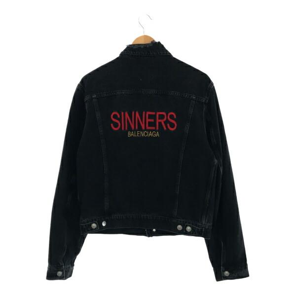 BALENCIAGA バック刺繍デニムジャケット ダメージ加工 SINNERS BALENCIAGA バック刺繍デニムジャケット ダメージ加工 SINNERS