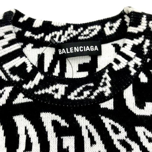 BALENCIAGA 19AW 総柄ロゴ ニット セーター ロゴウェーブ クルー BALENCIAGA 19AW 総柄ロゴ ニット セーター ロゴウェーブ クルー