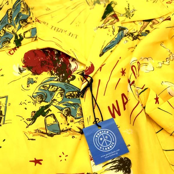 Porter Classic アロハシャツ 落ちこぼれスパイ ALOHA SHIRT YELLOW メンズ Sサイズ 古着 イエロー系 ポータークラシック トップス A2055◆｜sunstep｜03