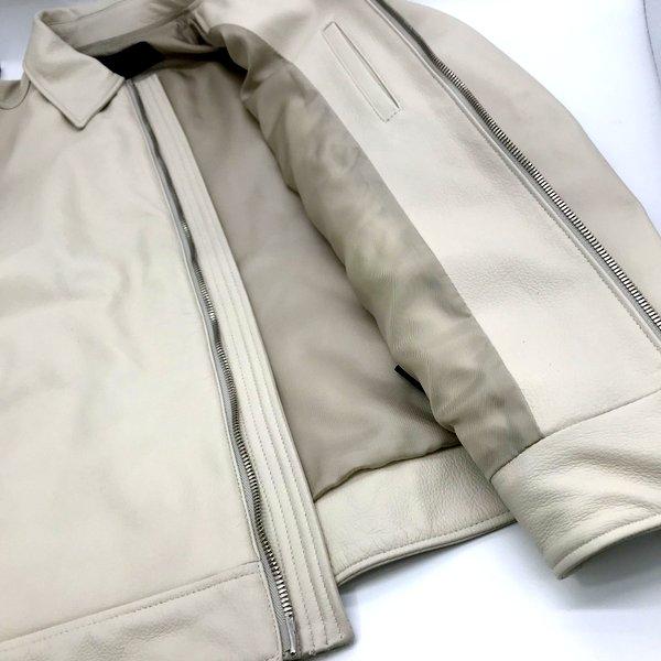AKM シングルライダース ホワイト ラムレザー ジャケット XL AKM シングルライダース ホワイト ラムレザー ジャケット XL - メルカリ