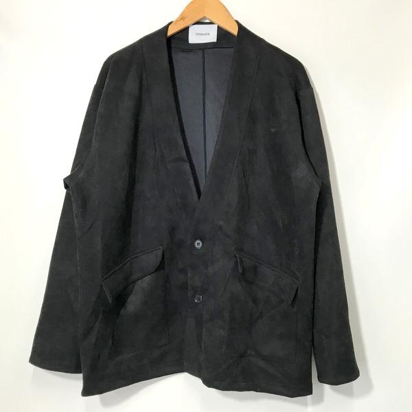 Iroquois TECH KNIT SUEDE CARDIGAN スエード ニット ノーカラー 
