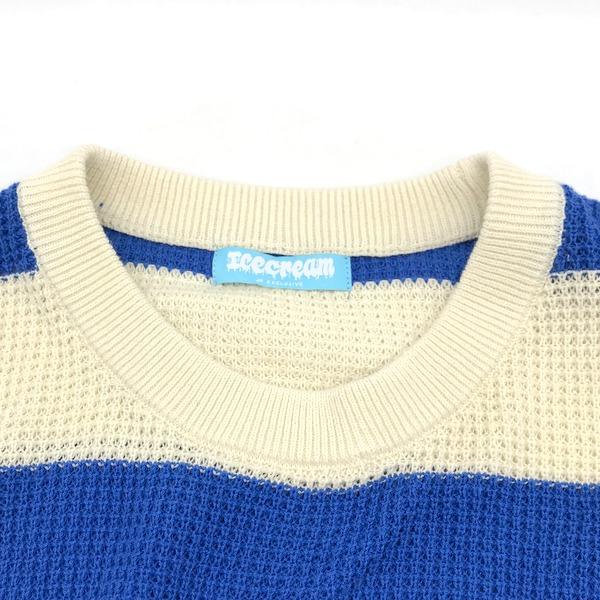 ICECREAM ボーダーニット ICJP231K004 古着 カジュアル 青 白