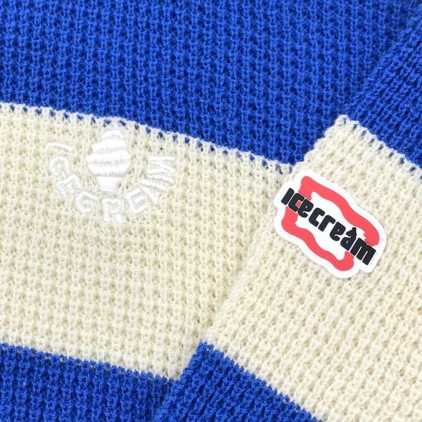 ICECREAM ボーダーニット ICJP231K004 古着 カジュアル 青 白 ワッペン 