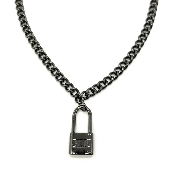 unclod PADLOCK NECKLACE GUNMETALBLACK パドロックネックレス ロゴ 刻印 喜平チェーン カジュアル メンズ