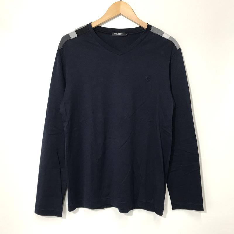 極美品 ブラックレーベルクレストブリッジ 長袖カットソー　チェック　LL 紺色 BLACK LABEL CRESTBRIDGE Tシャツ 長袖 カットソー チェック