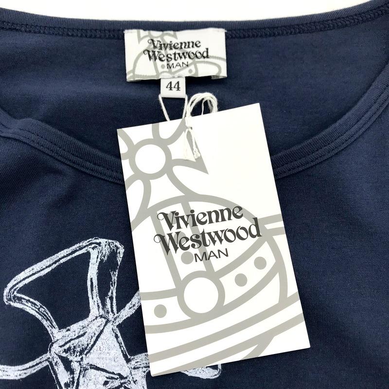 Vivienne Westwood MAN VW-LP-79924 Tシャツ 半袖 カットソー プリント カジュアル メンズ Sサイズ相当 ネイビー ヴィヴィアンウエストウッド トップス A4399◆｜sunstep｜05